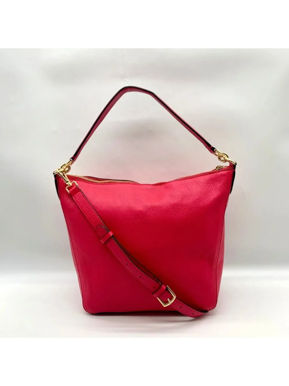 Furla Hot Pink Pebbled Leather Atena Hobo Bag